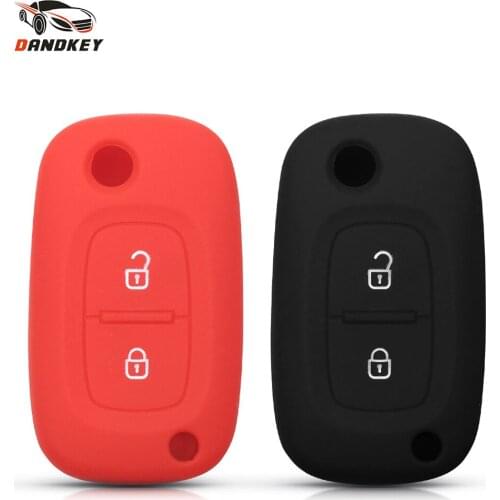 Dandkey Silicone Flip Car Key Case For Renault Modus Clio Megane Kangoo For Lada 2 Buttons Auto Folding Remote Cover Protector