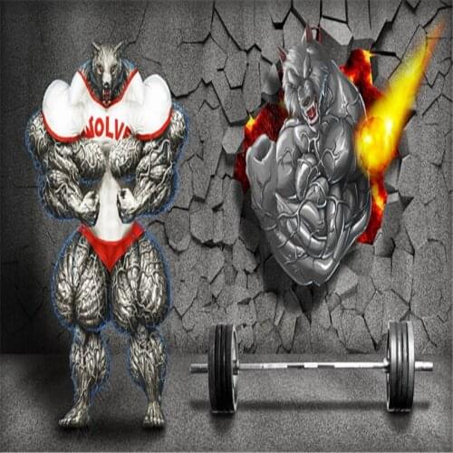 Modern Fashion Fitness Cool Wolf 3D Wallpapers Industrial Decor Gym Background Mural Wall Papers Papel De Parede 3d