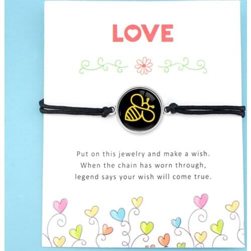 Friendship Engagement Bridesmaid Wedding Graduation Mothers Mom Gift Make a Wish Bees Honey Bee Charm Bracelets for Women