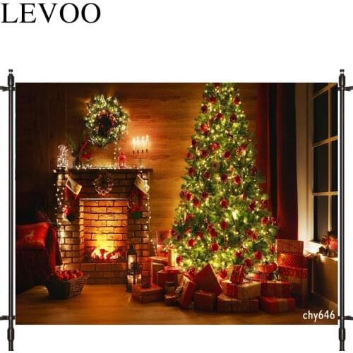LEVOO Photography Background Christmas Fireplace Festival Gift Wreath Backdrop For Photo Studio Photocall Vinyl Background