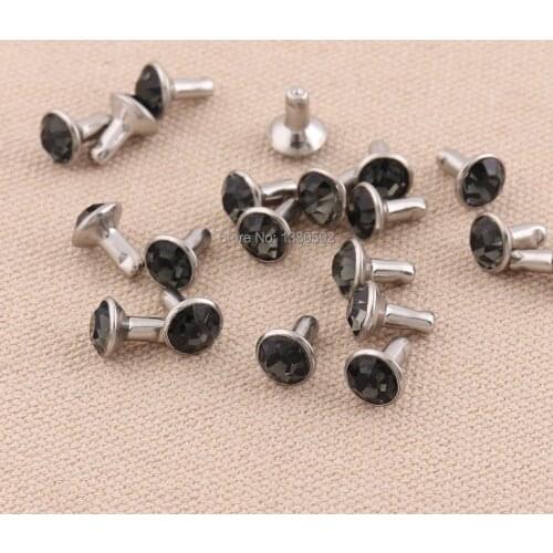 50PCS/LOT Crystals Rhinestone Rivets Rapid Black color Nailhead Stud for Garment Bag Accessories