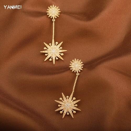 Snow and Stars Fashion Exquisite Earrings for Women Temperament Charm Long Earring Bride High-end Shiny Jewelry Pendientes Mujer