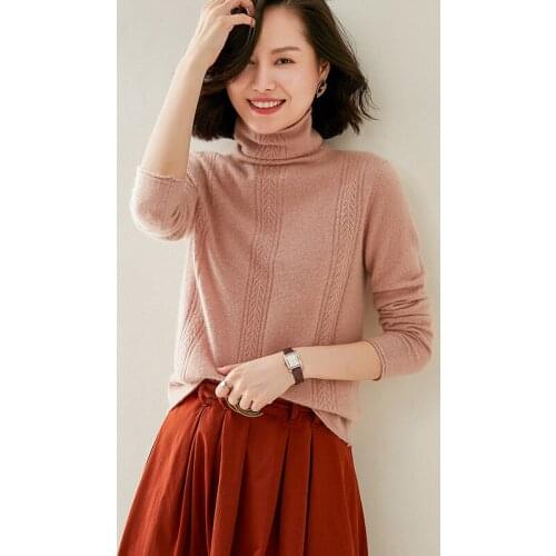 Adishree 2021 woman winter 100% Cashmere sweaters autumn knitted Pullovers High Quality Warm Female thickening Turtleneck