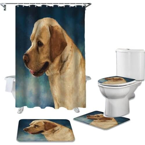 Golden Retriever Avatar Shower Curtains Set Bath Mat Set Toilet Cover Bathroom Accessories Bathroom Rug Set