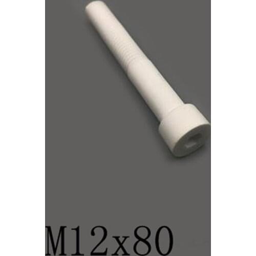 1pcs M12x80mm Inner Hexagon Cylindrical Head Screw Ceramic Insulated Bolt High Temperature Corrosion Resistance Zirconin