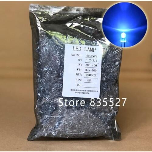 1000pcs / LOT F5 5MM Round LED Water and Clear Purple UV Super Bright LED light emitting diode Kit DIP Lamp beads