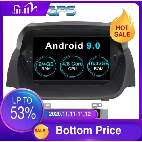 2 Din Stereo Android 9.0 Syetem for Ford Fiesta 2013-2016 GPS Navigation CD DVD Player 1024*600 Bluetooth 8" IPS Screen Headunit