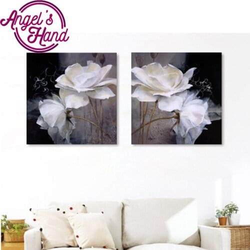 2 pcs/set,5D DIY diamond embroidery White and Black floral,full diamond painting Cross Stitch Rhinestone mosaic home decoration