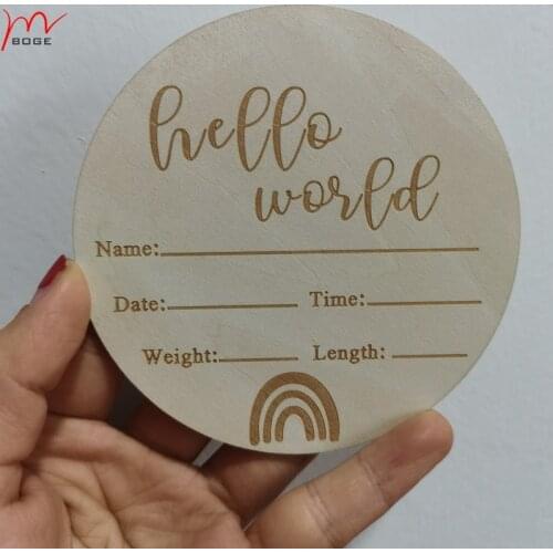 20pcs hello world Rainbow Baby Birth Announcement Newborn Announcement Birth Stats Sign