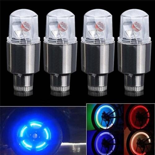 4Pcs LED neon Car Bike Wheel Tire Tyre Valve Dust Cap Spoke Flash Lights