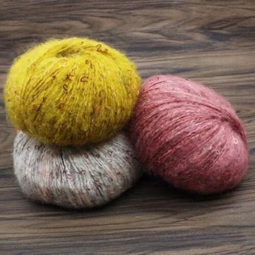 50g/ball Fluffy Circle Mohair Thick Yarn Winter Warm Soft Plush Hand Knitting Yarn 31colors Speck Thread for DIY Scarf Sweater