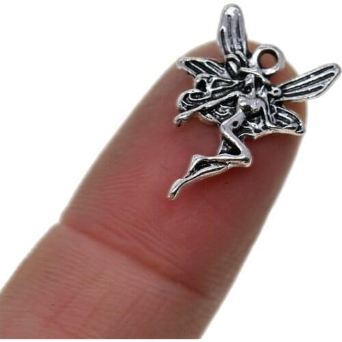 50pcs Antique Angel Fairy Charms Pendant Necklace for DIY Father Day, Christmas, April Fools Day Present