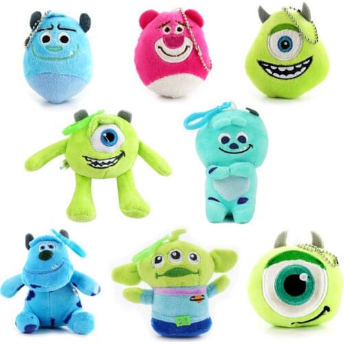 8-12cm Monsters University Mike Wazowski Sulley James P.Sullivan Aliens Mini Key Chains Pendants Plush Toys Soft Stuffed Doll