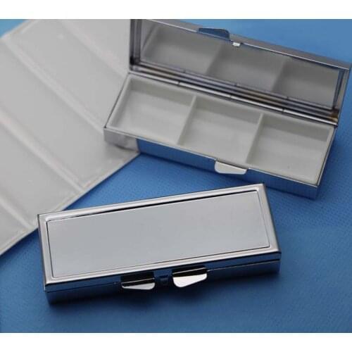 3 day pill box case- 3 sections-Retro Rectangle Pill container-Metal pill case with Epoxy Sticker