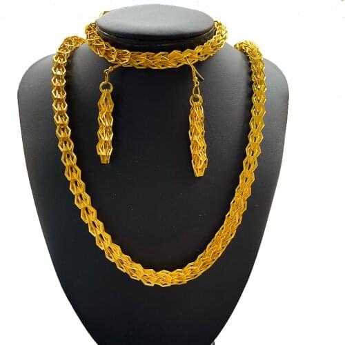 Dubai Fashion African Ethiopia gold color jewelry sets Dubai for women Fashion best gifts Party wedding Necklace and Earrings