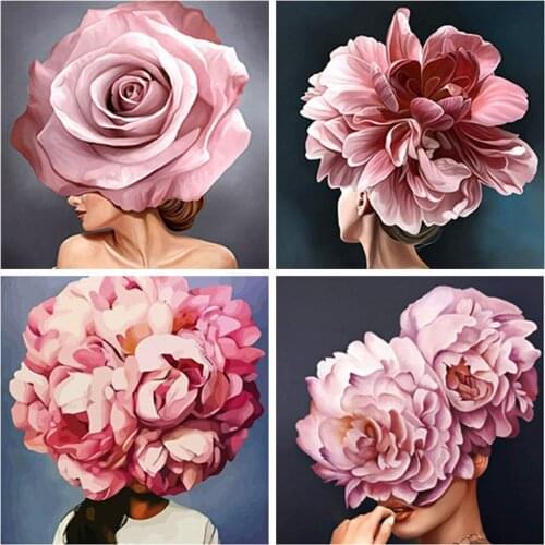 EverShine Diamond Painting Full Square Flowers Cross Stitch Diamond Mosaic Girl Picture Rhinestones Handmade Art Gift Home Decor