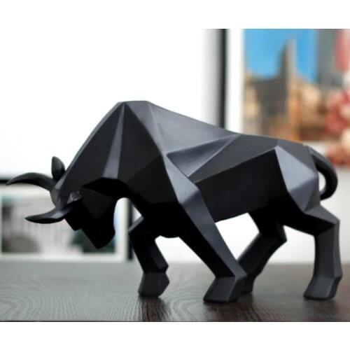 Geometric Cattle Statue OX Bull Sculpture Ornament Abstract Animal Figurines Room Desk Decor Home Decoration Accessories Morden