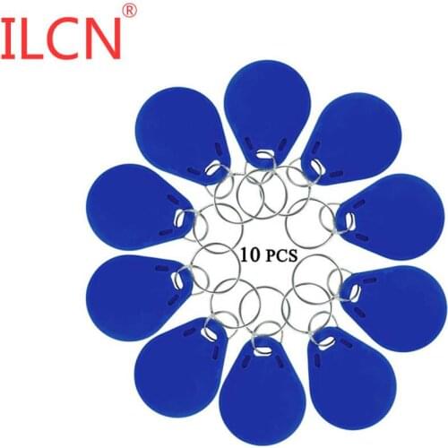 125KHz ID Waterproof Read only Keyfobs Blue Proximity EM4100 Token Tag RFID Key Fob Ring llavero Badge Access Control Card 10pcs