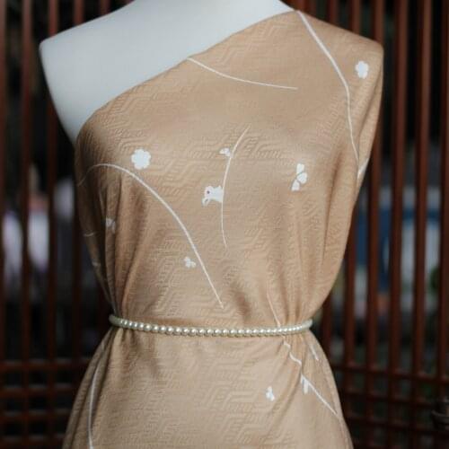 Chinese dress 100% silk high-grade silk fabric bunny lotus root colo