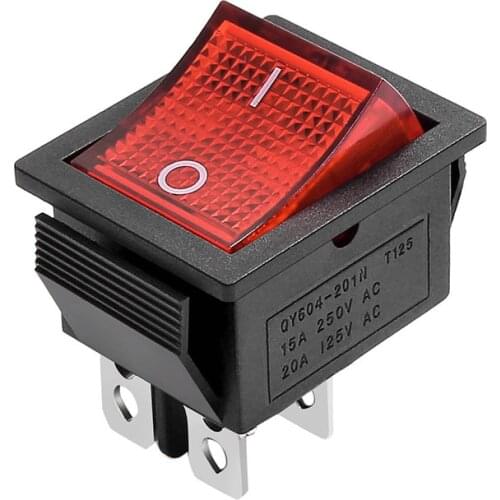 1PCS Rocker Power Button 2 Position 4 Pins KCD4-201N Push Button Switch With Light 15A 250V AC/20A 125V AC