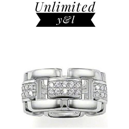 Chain Sharp Rings White Cubic Zirconia Fashion Jewelry Accessories for Women and Men Eternity Love Gifts