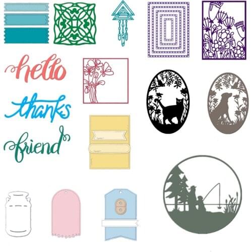 DreamCatcher Square Frame Label Tag Dialog Strip Words Cutting Dies Card Album Making DIY Craft Scrapbooking Template Die Cut