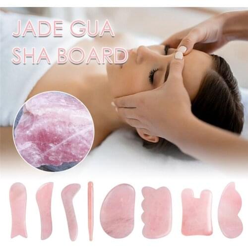 Natural Jade Gua Sha Stone Board Massage Rose Quartz Guasha Plate Face Massager Gouache Scraper Tool Facial Lift Wrinkle Remover