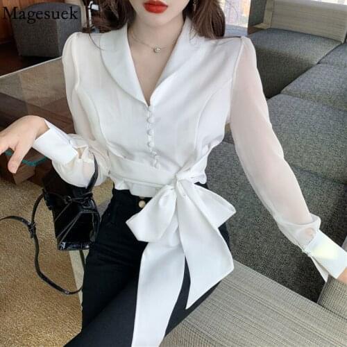 Sweet Autumn Fashion Woman Blouses and Shirts Elegant White Bow Long Sleeve Womens Shirt Women Tops Plus Size New Blusas 15746