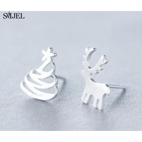 Cute Elk Tree Deer Asymmetry Earrings for Women Bohemian Feather Earring Jewelry Ear Piercing Brincos Christmas Gifts Wholesale