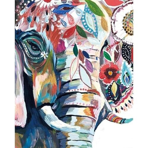 DIY Digital Painting By Numbers colorful elephant oil painting mural Kits Coloring Wall Art Picture Gift frameless