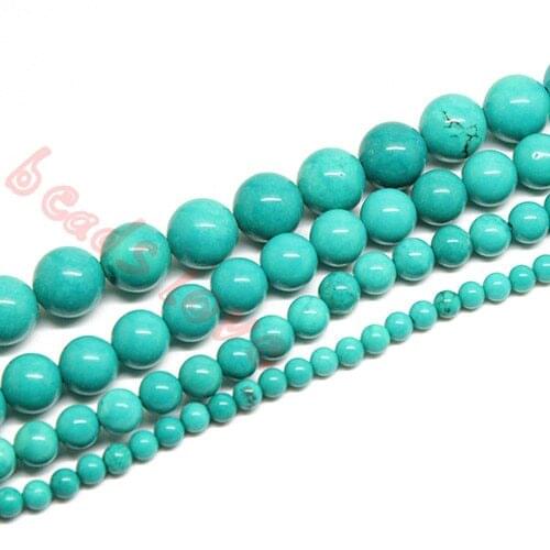 Natural Round Beads America Turquose Stone Beads For Jewelry Making 15inches/strand 4/6/8/10/12mm Pick Size( F00249)