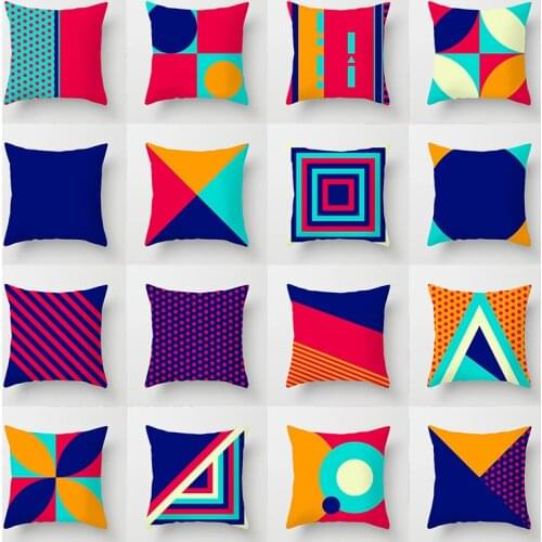 Geometry Memphis Pillow Covers Colorful Modern Geometry Decorative Pillow Cases Home Decor Square 18x18 Inches