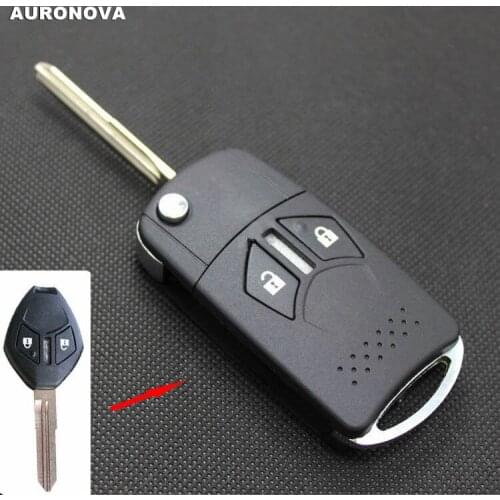 AURONOVA New Upgrade Flip Folding Key Shell for Mitsubishi Eclipse 2 Buttons Modified Remote Car Key Case