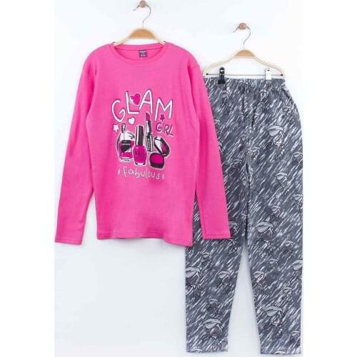 Fuchsia 7-inch for Girls Young Pajamas Set Tracksuits Home Use Cotton Fabric Comfortable Clothes 2 Piece Girl Set Models