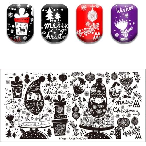 Stamping Plates Christmas Snowman Theme Plate Marble Geometric Stainless Steel Nail Art Image Plate Stencil