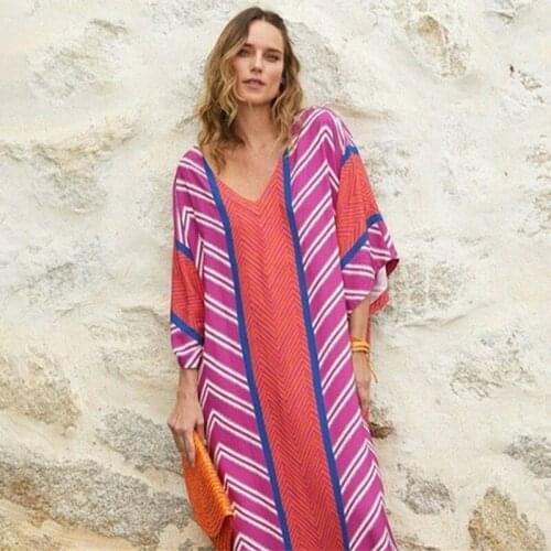 Geometry Print Bikini Beach Cover Up Tunics For Beach Long Dress Bikini Cover Up Robe De Plage Sarong Beach Swimsuit Cover-Ups