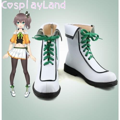 Vtuber Natsuiro Matsuri Cosplay Boots Shoes Leather Shoes Cosplay Accessories Halloween Party Shoes for Women White Shoes
