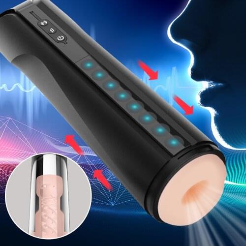 Sex Machines Magnetic Telescopic Aircraft Cup Male Smart Voice Male Masturbators Cup Vagina Real Pussy Erotic Blowjob Sex Toys