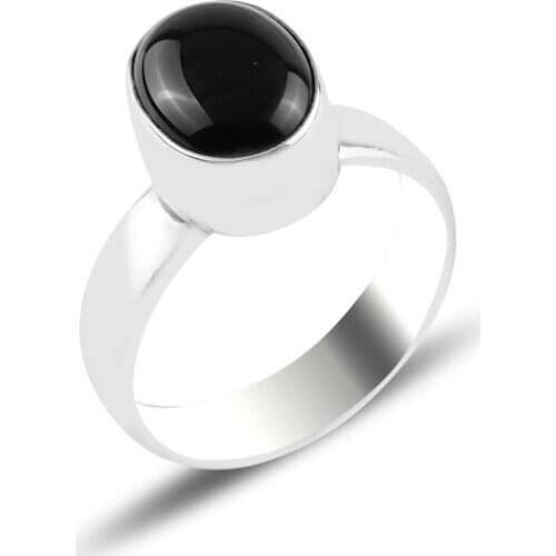 Silver 925 Sterling Onyx Gemstone Ring