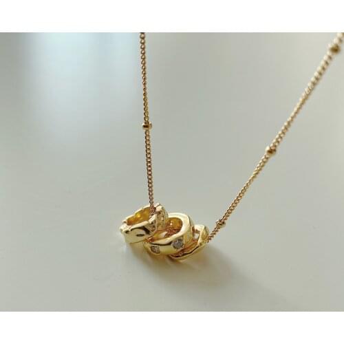 SHANICE S925 Sterling silver new fashion Geometric CZ three circles interlocking woman necklace for women jewelry wholesale