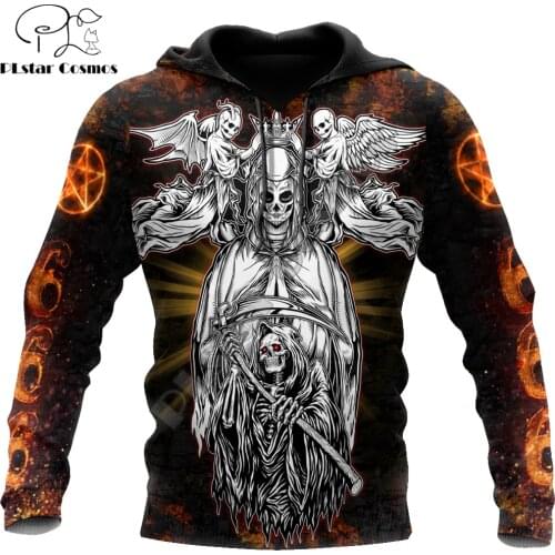 Skull Satanic Fire Pattern 3D Printed Autumn Men Hoodies Unisex Casual Pullovers Zip Hoodie Streetwear sudadera hombre DW615