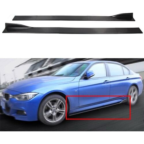 Universal Car Styling Side Skirt Extension Rocker Panel Splitters Lip Spoiler Trim 2m/78.7" Black