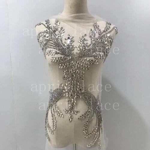 Stock Mia001# SILVER hand made stone beads luxury front cutting accessory for decorative/wedding bridal /fashion designer