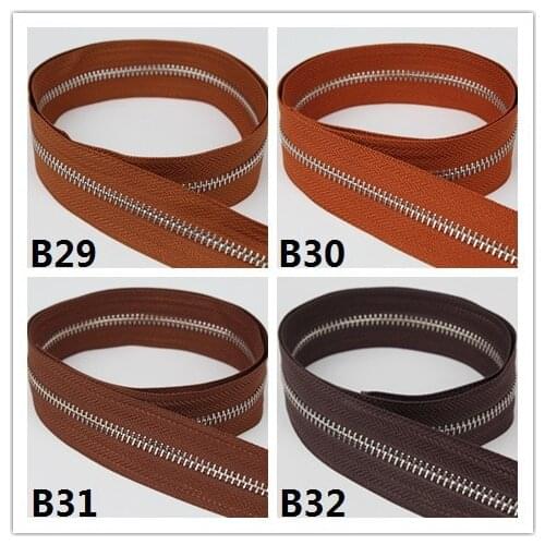High grade 5# silver metal zipper single open-end off whtie creamy-white khaki brown coffee metal zipper roll free shipping