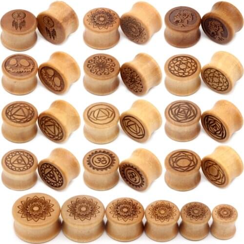 Alisouy 2pc novel Wooden Ear Plugs Gauges 10-20mm Earrings Women Men Punk Flesh Tunnel Expanders Piercing Body Jewelry