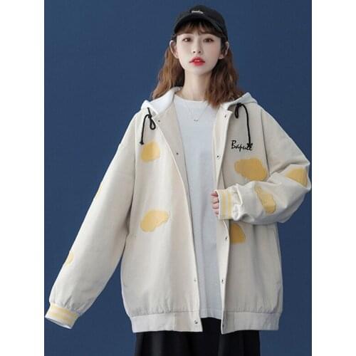 Baseball Jacket Womens Spring and Autumn New Loose Women Jacket Casual Hooded Womens Coat Bomber Jacket 2021 Korean Version