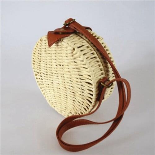 Lady new straw bag round straw small round bag fashion wild single shoulder diagonal package holiday beach bag