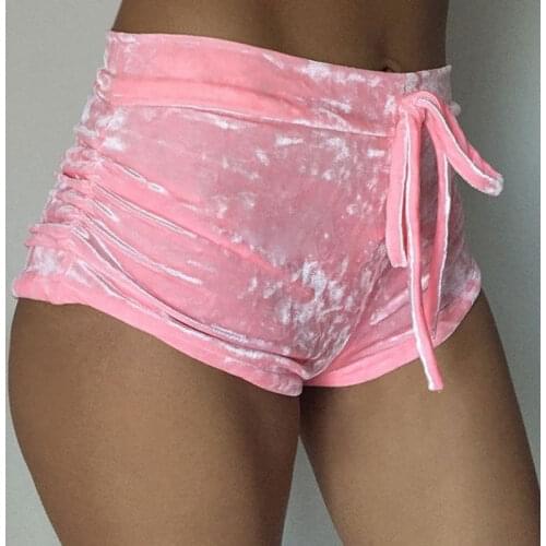 Womens Ladies Retro Velvet Pretty Little Thing Pink Wine Red Crushed Runner Fashion Shorts Hot
