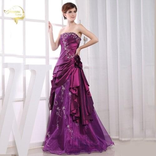New Floor Length Prom Dresses 2020 New Arrival A Line Purple Prom Gown SleeveLess Taffeta Embroidery Beading Party Dress OP0846