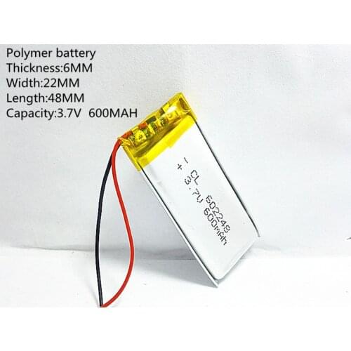 1pcs 3.7V 600mAh 602248 Lithium Polymer Li-Po Rechargeable li ion Battery For Mp3 MP4 MP5 GPS PSP Vedio Game toys